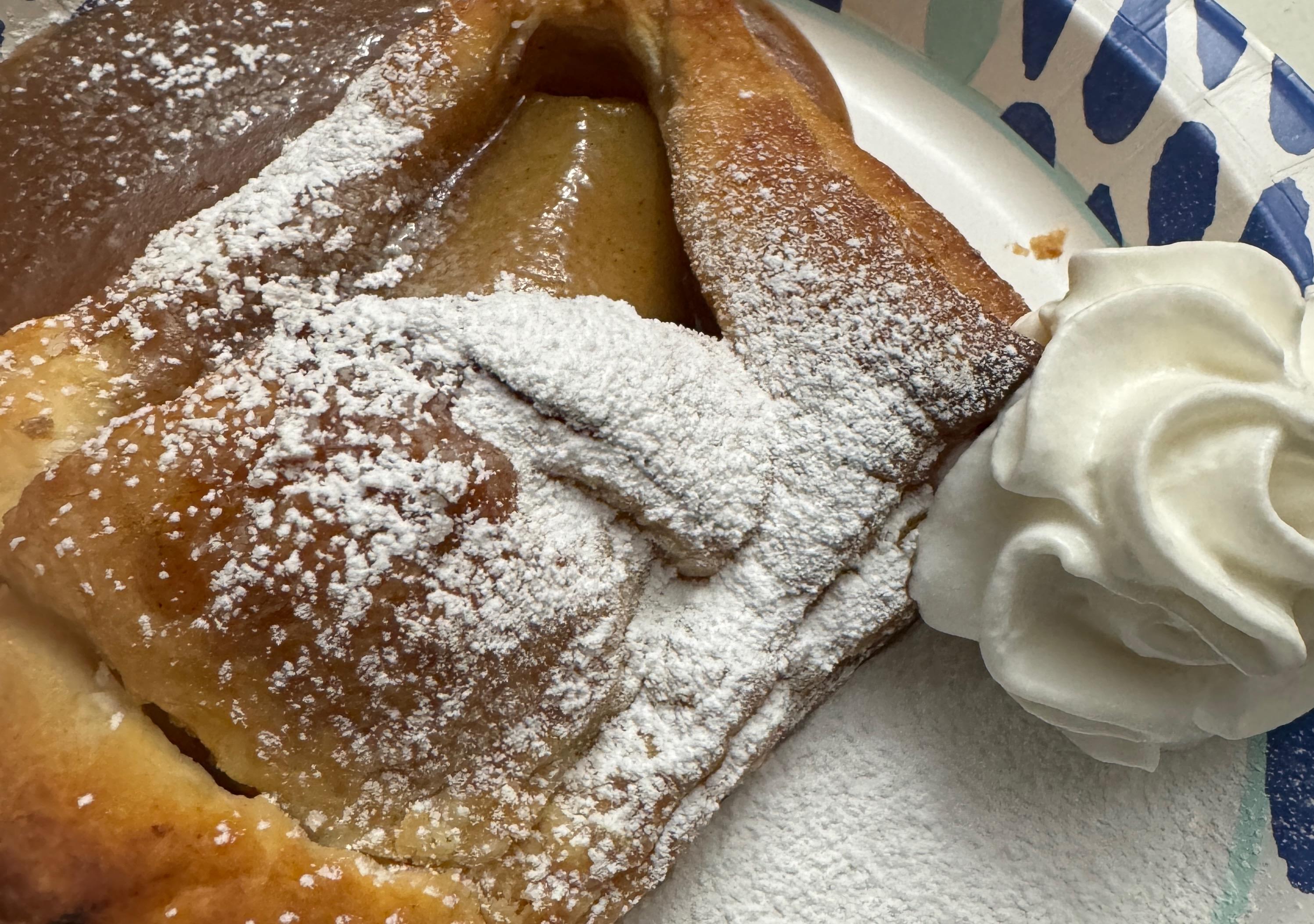 pear tart with powered sugar