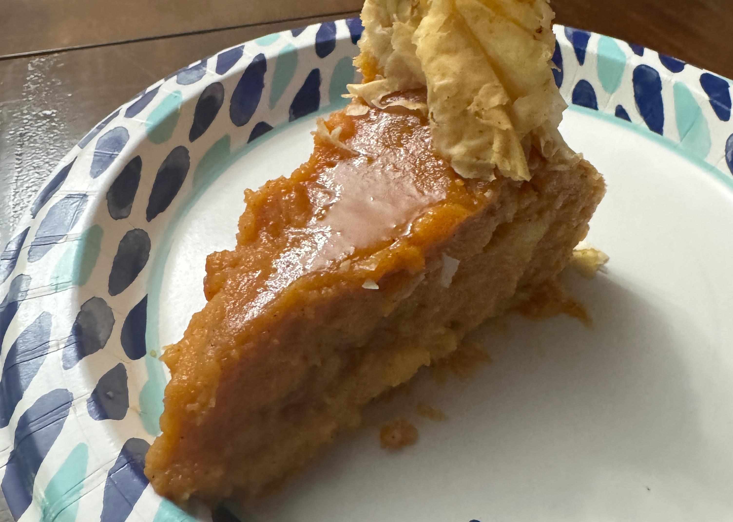 coconut & sweet potato pie with a phillodough crust