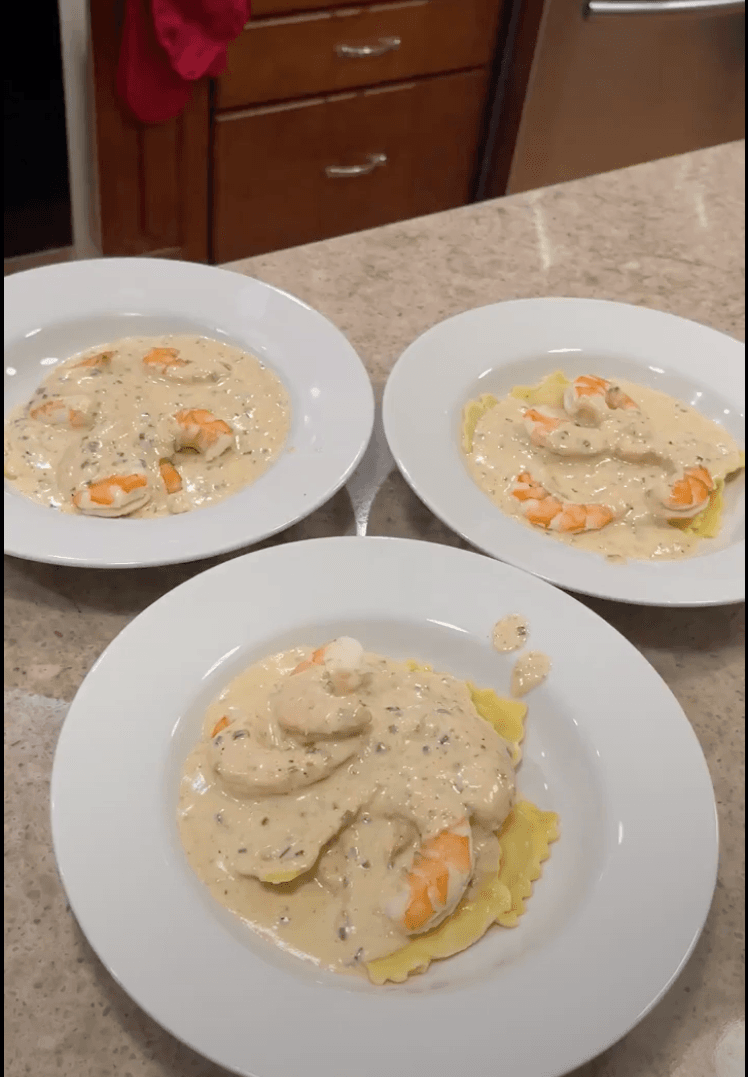 lobster ravioli with shrimp vodka sauce
